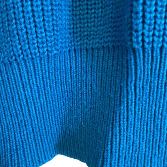 Womens Vintage 80s J&L Sports Cerulean Blue Low V Neck Cable Knit Sweater Size M - Picture 14 of 16